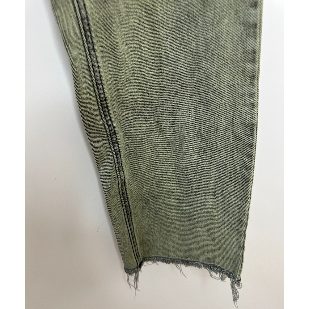 BDG Cowgirl Jean Green Acid Wash Distressed Straight Leg Raw Hem Denim Size 25 - Picture 6 of 14